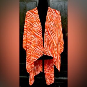 Pink/ orange zebra pattern design poncho/ wrap/ cover up - 1 Size